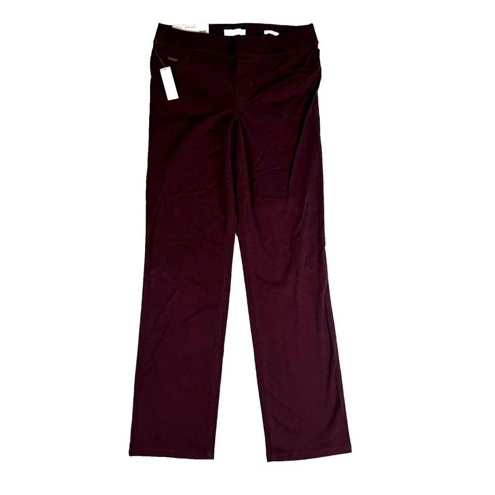 Nine West Women's Heidi Pull On Elastic Waist Stretch Twill Straight Leg Pant 4
